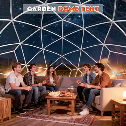 Garden Dome Bubble Tent House Outdoor, Upgraded Geodesic Dome Greenhouse with Transparent PVC Cover, Weatherproof Greenhouse Suitable for Patio (WHITE-12FT)