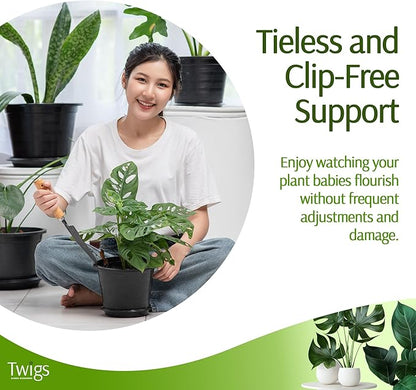 Twigs - Monstera Plant Support Stakes for Indoor & Outdoor Plants, Gardening Supplies, Garden Accessories, Trellis, Moss Pole, & Ring Alternative - Monstera (Dark Green), 10 Pack, 12" L, Mini Twigs