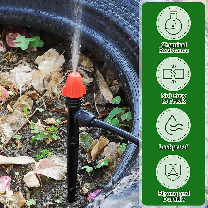 50PCS 1/4" Drip Irrigation Emitters, Kalolary Anti-Drop Locked Drip Irrigation Sprayer Parts for 4/7mm Tubing, Adjustable Micro Spray Misting Drippers with Lock for Garden Watering System (Orange)