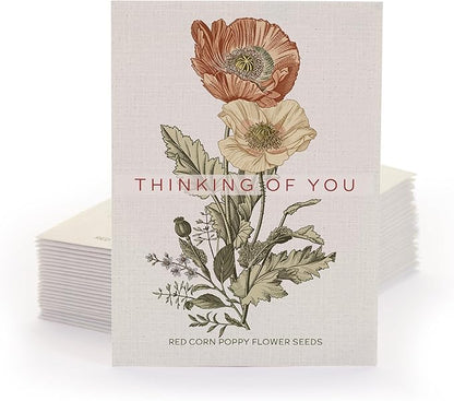 Bentley Classic Vintage Art Poppy Packets, Thinking of You Flanders Corn Seeds, Thoughtful Illustrated Flower Design, Eco-Friendly Hand Out, Sentimental Gift, 25 Pack