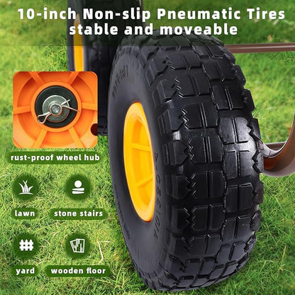 2025 Upgrade Hose Reel Cart, Garden Hose Cart with 4 Wheels, Heavy Duty Freestanding Water Hose Reels for Outside, Hold Up to 300 ft of 5/8'' for Garden Lawn Yard Outdoor