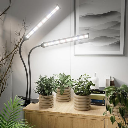 GooingTop LED Grow Light,White Full Spectrum Clip Plant Growing Lamp with High Power Red Blue LEDs for Indoor Plants,Dimming & Optional Auto Timer