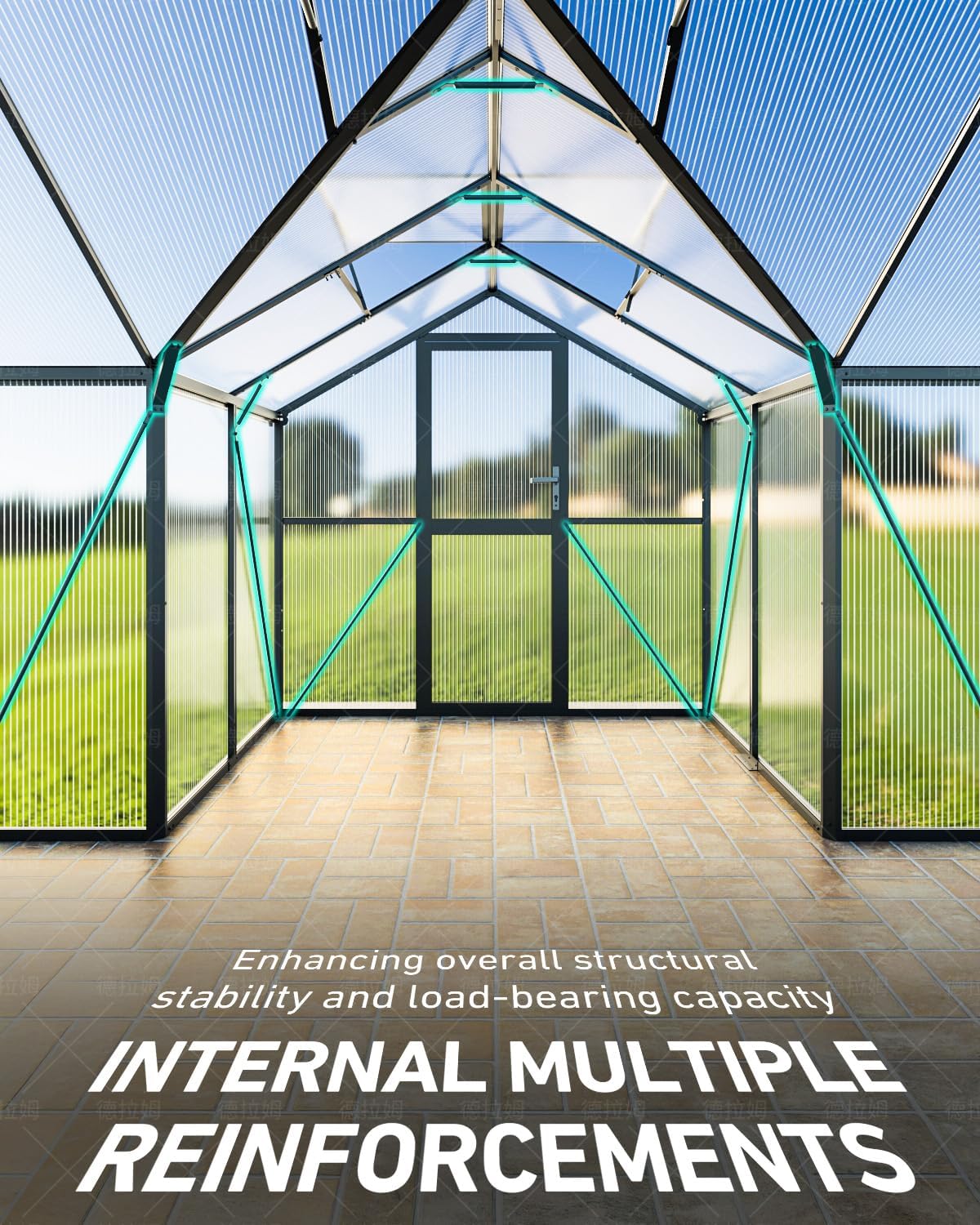 T-Shape Greenhouses, Polycarbonate Green House with UV Protection, Heavy Duty Greenhouse with Windproof Aluminum Frame, Roof Vent & Quick-Install Design for Backyard or Garden Use