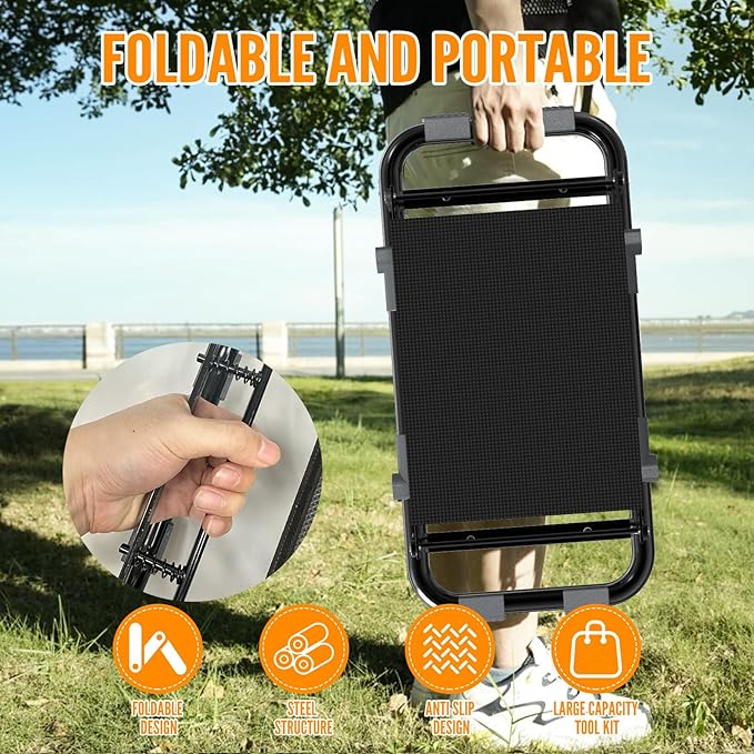 Garden Kneeler and Seat, Wider and Thicker Kneeling Pad Heavy Duty Gardening Stool with Gardening Tool Pouch and Bag, Garden Bench/Chair Gifts for Women, Seniors