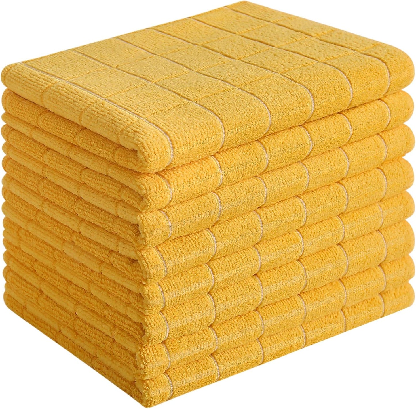 Microfiber Dish Towels - Soft, Super Absorbent and Lint Free Kitchen Towels - 8 Pack (Lattice Designed Yellow Colors) - 26 x 18 Inch (Yellow)