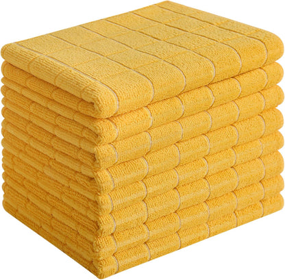 Microfiber Dish Towels - Soft, Super Absorbent and Lint Free Kitchen Towels - 8 Pack (Lattice Designed Yellow Colors) - 26 x 18 Inch (Yellow)