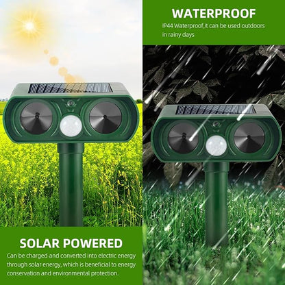 2 Pack Ultrasonic Animal Repeller Outdoor Cat Repellent Solar Deer Repellent Devices Waterproof, Motion Activated Animal Deterrent Devices to Scare Cat Squirrel Rabbit Raccoon Skunk for Yard Garden