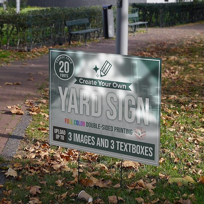 24x18" Double Sided Custom Yard Sign with Metal Stakes, Personalized Full Color Corrugated Yard Sign for Outdoors, Front and Back Custom Printed Personalized Lawn Signs (Design 2)
