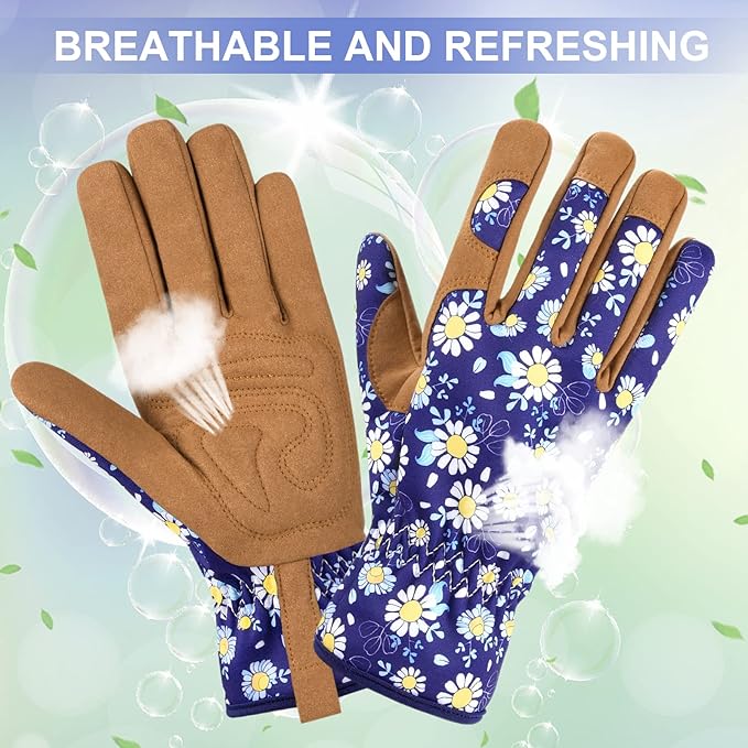 Womens Gardening Weeding Working Gloves, Leather Garden Glove for Women Thorn Proof No Stab for Digging, Planting,Pruning