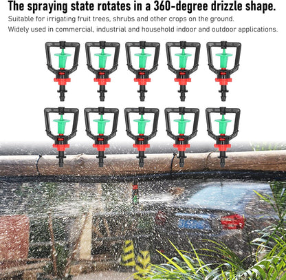 Micro Rotating Sprinkler,10 Set Rotating G Type Micro Nozzle Plants Watering Sprinkler Refraction Nozzle for Nurseries Greenhouse Net Room