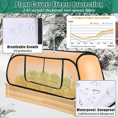 ANGAR 2Pack Pop Up Winter Garden Covers for Raised Beds, 45" x 22" x 16"Plant Covers Freeze Protection, Garden Rows Greenhouse Raised Bed Cover for Seedlings Vegetable Fruits Rows, Includes 16 Stakes