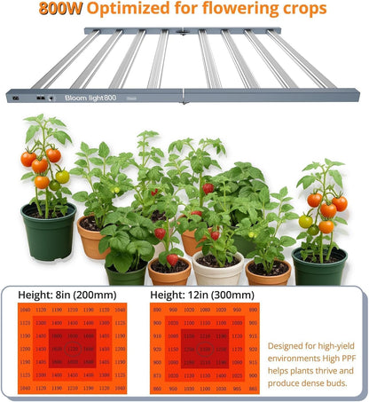 DOMMIA 800W LED Grow Lights for Indoor Plants Full Spectrum with UV, 2240µmol/s High PPF, Dimmable&Foldable, Daisy Chain&Bar Style, 4x4 Plant Lights for Indoor Growing 1-Pack