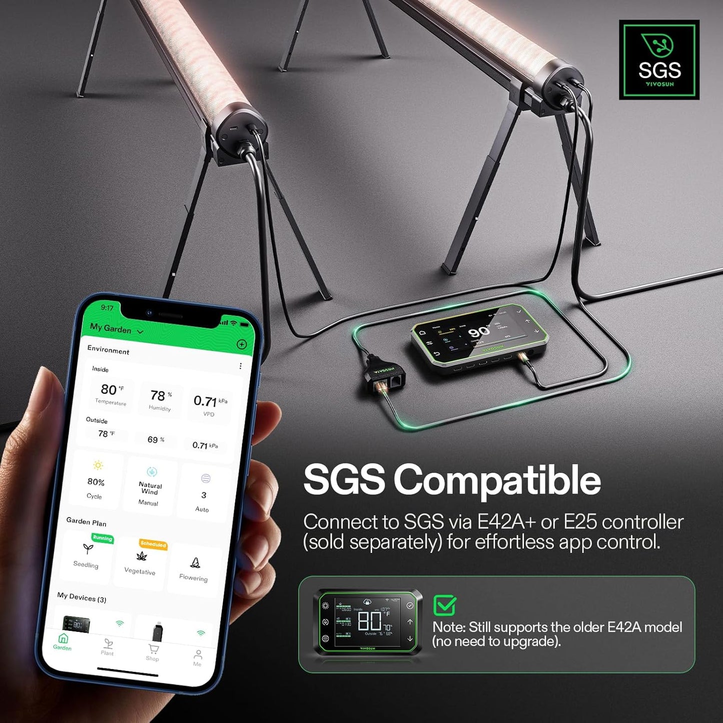 VIVOSUN LumaRay Under Canopy Grow Light, Full Spectrum Dimmable LED Grow Lights for Grow Tents, Greenhouses, SGS Compatible, 100W, 3.28 ft, 1 Pack