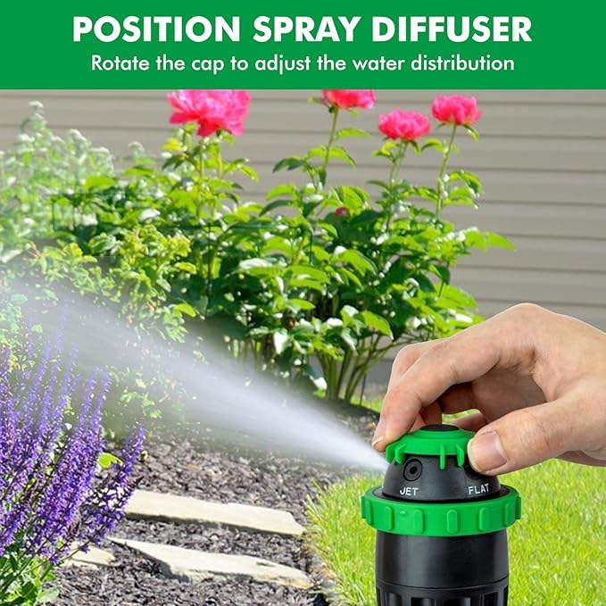 [2 Pack] RESTMO Gear Drive Sprinkler with Metal Spike Base, 5-Pattern Heavy Duty Gardening Watering System, Multi-Adjustable Lawn Sprinkle for Garden Plant, Flower Bed and Large Yard Area, Green