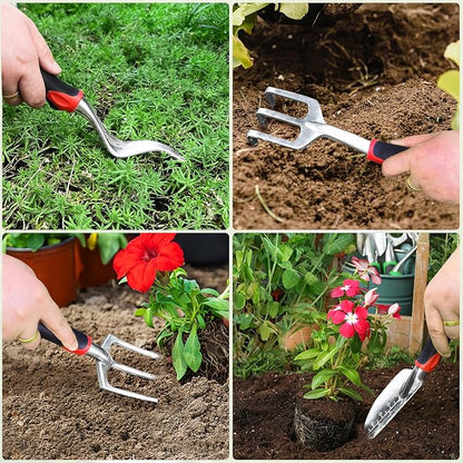 Gardening Tool Set, 8 Pieces Aluminum Heavy Duty Gardening Kit with Ergonomic Handles, Gardening Bag, Ideal Gardening Tool Set - Gifts for Men and Women