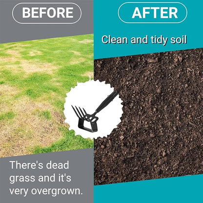 Upgraded Hula Hoe and Garden Hoe, Stirrup Hoe with Adjustable Handle for Weeding Digger loosening Soil Metal Garden Cultivator Hula Hoe with Rake Tiller Cultivator (30-73 Inch)