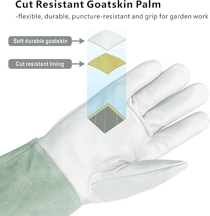 Rose Pruning Gloves Thorn Resistant, Embroidery Gardening Gloves with Extra Long Forearm Protection