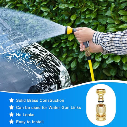 Garden Hose Quick Connector 3/4 Inch GHT, Solid Brass No-Leak Kit (4 Sets: 4 Male + 4 Female) - Quick Connect Fittings for Water Hose