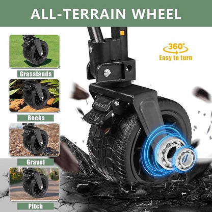 Double Decker Wagon Heavy Duty Collapsible, 600LBS 400L Capacity Foldable Utility Cart with Big Wheels for Beach, Outdoor, Camping & Gardening, Durable Steel Frame