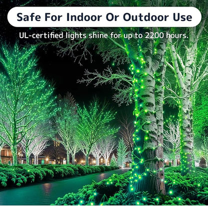 PREXTEX 100 Count Green Christmas Lights - 20 ft Warm Twinkle String Lights with Green Wire for Indoor and Outdoor Holiday Decor, Christmas Trees, Patios and More