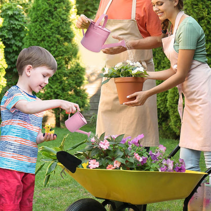 Small Metal Watering Can Set, Pink, 1.2L and 0.23L Garden Cans with Long Spout, Indoor Outdoor Plant Care (Pink)