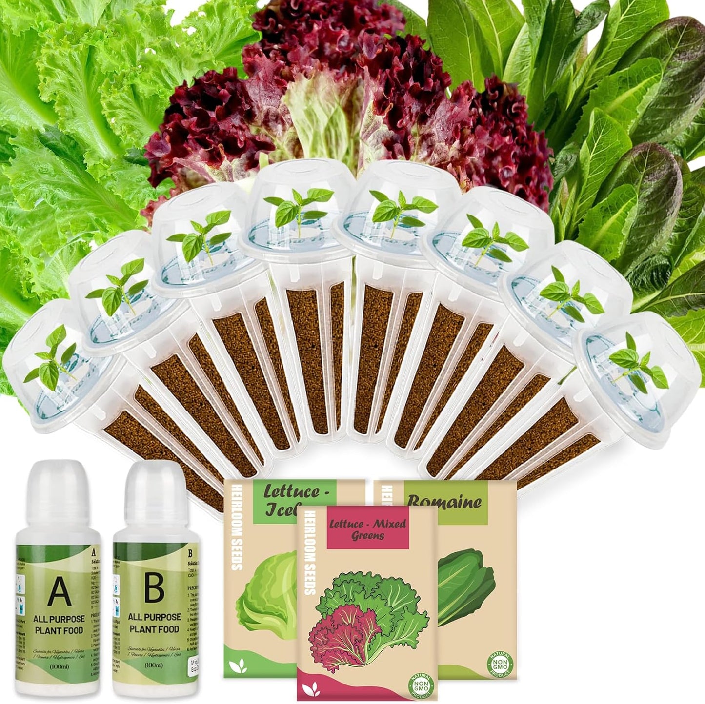 Lettuce Seed pod Kit for AeroGarden, Includes Iceberg Lettuce/Mixed Greens/Romaine Seed - Hydroponics Supplies for Most Brands 8-POD