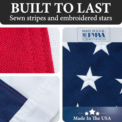 American Flags for Outside 4x6 -100% MADE IN THE USA,Indestructible Durable Outdoor Heavy Duty Spun Polyester US Flag United States Flags Sewn Stripes and Embroidered Stars,FMAA Certified,4th of July
