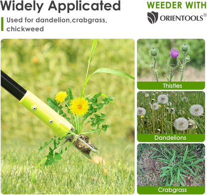 ORIENTOOLS 3 Claws Weed Puller Tool, Stand Up Weed Puller with Long Ergonomic Handle, Weed Puller Tool Stand Up Heavy Duty, Dandelion Picker, Garden Tools for Weeding, Weed Remover Tool for Lawn, Yard