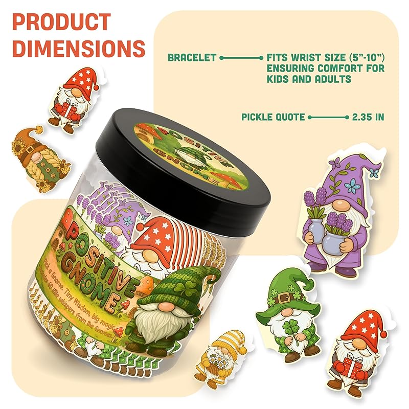 Positive Gnome Jar with 60 Daily Affirmation Cards, Emotional Support Gnome, Encouraging Gnomes Mini, Gnome Birthday Decorations, Gnome Gifts, Mini Gnomes Bulk, Inspirational Gifts for Women