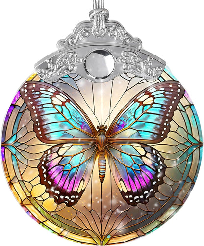 Stained Glass Suncatcher Butterfly Ornament for Christmas, Holidays, Tree Decor, Home Decoration and Gifts