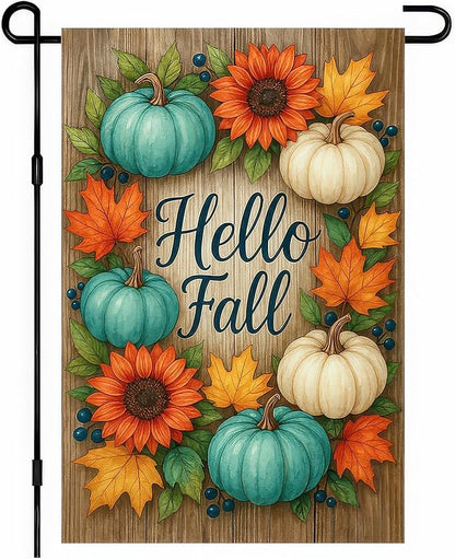 Garden Flags 12x18 Inch Halloween Garden Flag Double-Sided Pumpkin Sunflower Fall Decorations Outdoor Yard Sign Trick or Treat Porch Lawn Decor Autumn Seasonal Banner