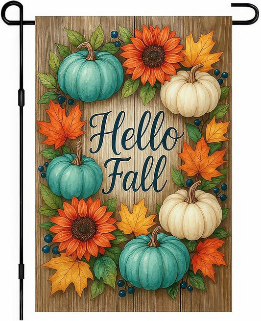 Garden Flags 12x18 Inch Halloween Garden Flag Double-Sided Pumpkin Sunflower Fall Decorations Outdoor Yard Sign Trick or Treat Porch Lawn Decor Autumn Seasonal Banner