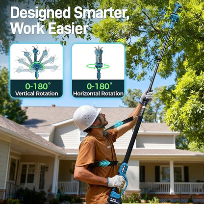 GEVEELIFE 2-in-1 Electric Pruning Shears Cordless, 1.6" Cutting Diameter, Electric Tree Pruner with 12.8Ft Reach Extension Pole, 2×4.0Ah Battery Powered Pole Pruner for Tree Trimming