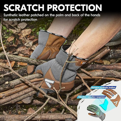 Vgo... Work Gloves for Men,Leather Safety Work Gloves,Scratch protection,Thornproof,Touchscreen(CA7777/CA7780/GA7776/PA7775)
