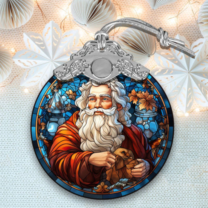 Santa Stained Glass Ornament for Xmas, Retro Style Funny Santa Claus Hanging Decor