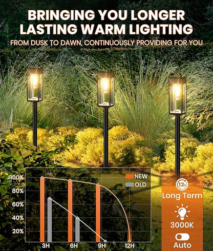 Solar Pathway Lights Outdoor,4 Pack Bright Solar Lights Outdoor,IP65 Waterproof Solar Garden Lights Solar Powered Landscape Lighting for Yard Patio Walkway Driveway Pathway (Warm White)