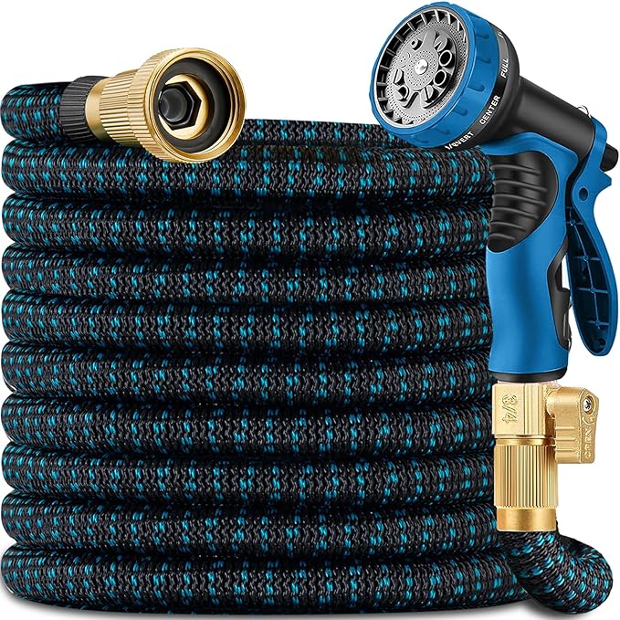 Expandable Garden Hose - 100 ft Expanding Water Garden Hoses, No Kink Lightweight Flexible Hose with 3/4" Solid Fittings and 4-Layer Latex Cores - 100ft Retractable Stretch Car Washing Pipes