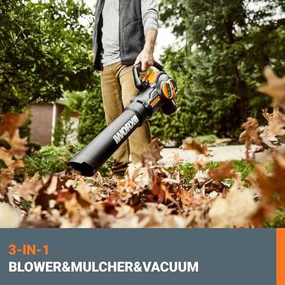 WORX WG512 12 Amp Trivac, 3 in 1 Electric Leaf Blower, Leaf Vacuum & Leaf Mulcher for Lawn Care