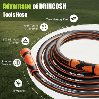 75FT Garden Hose Heavy Duty x 5/8", Lightweight Flexible Water Hose with Nickel-plated Fittings, Kink-Free, Leak-Proof, Easy Storage for Yard Lawn Care Male to Female