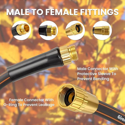 Giraffe Tools Garden Leader Hose 5/8 inch x 2.5ft, Short Water Hose Heavy Duty, Flexible, Lightweight Hybrid Hose with Bend Protection, Male to Female Fittings