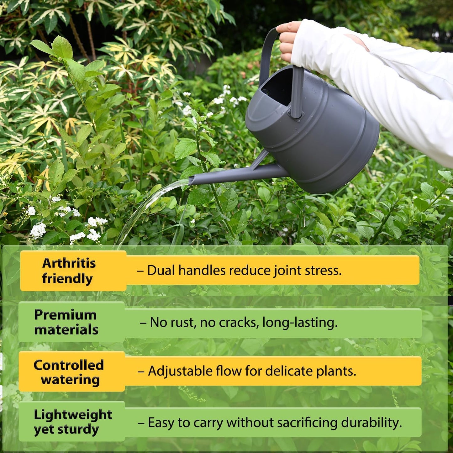 1 Gallon Watering Can for Plants, Watering Cans for Indoor&Outdoor Gardening, Water Can with Ergonomic Movable Handle (Dark Grey)