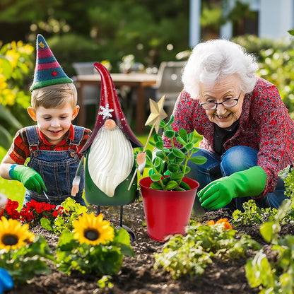 HONGLAND Christmas Decorations Outdoor Metal Gnome Yard Art Garden Gnomes Statue 13 Inch Santa Figurine for Holiday Christmas Lawn Patio Yard Garden Decor