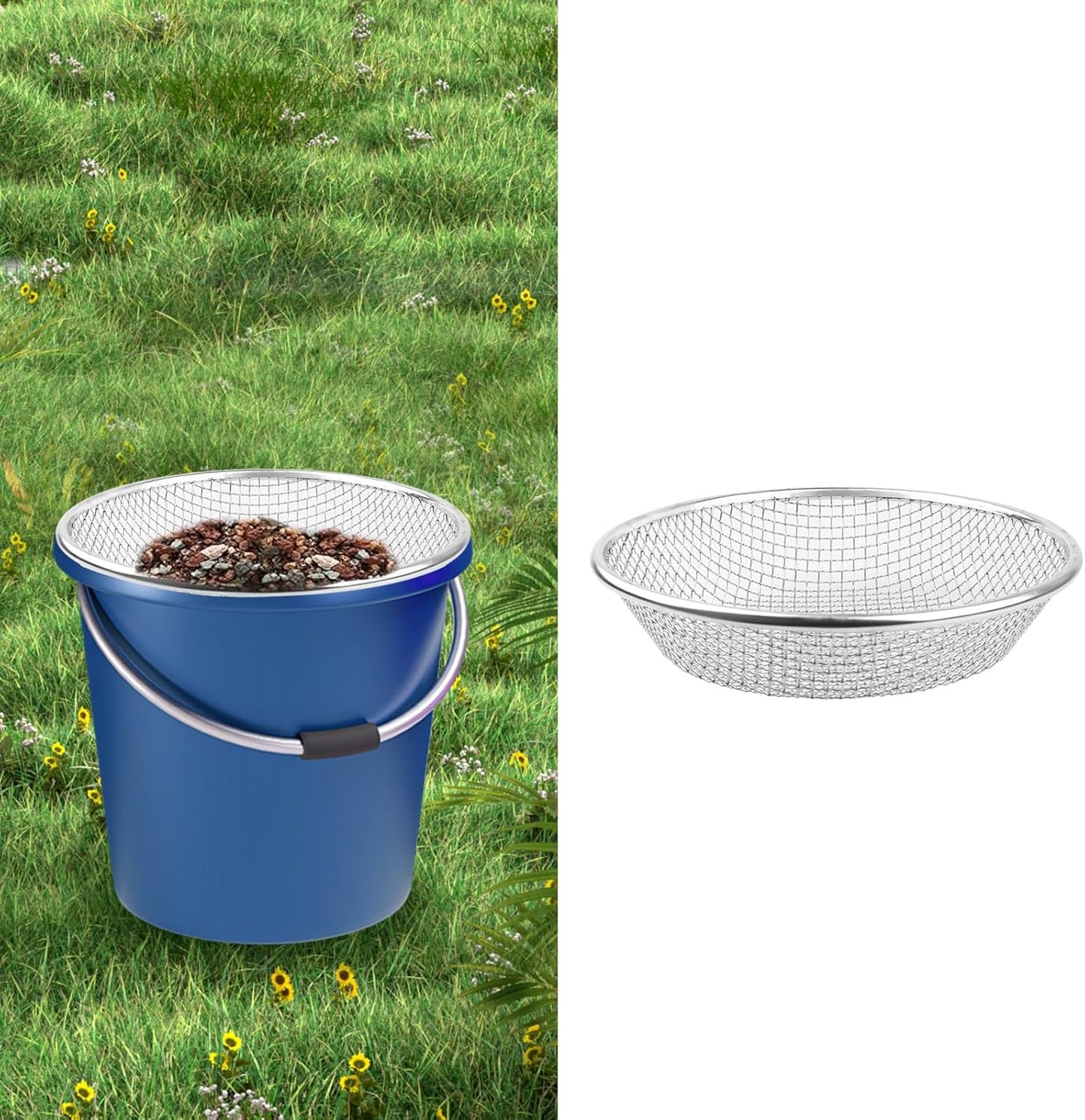 Soil, Sand, and Compost Sifter for Gardening – Sieve for Rocks, Dirt, and Organic Material – Fits 5-Gallon Buckets-1/4 in Aperture