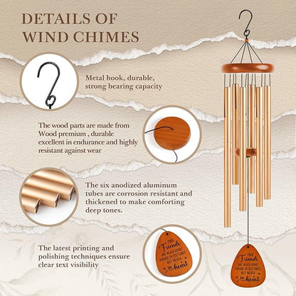 Aurahouse Best Friend Birthday Gifts for Women Men, 36'' Friend Wind Chimes, Bestie Friendship Gifts for Women, Long Distance Gift for Best Friend Woman on Mothers Day