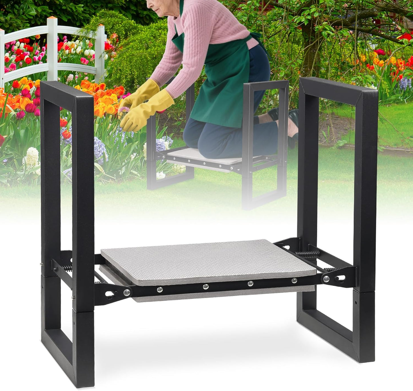 Garden Kneeler and Seat, Folding Garden Stool with 12.6" Soft Kneeling Pad for Kneeling & Sitting, Ideal Gifts for Women, Men, Seniors