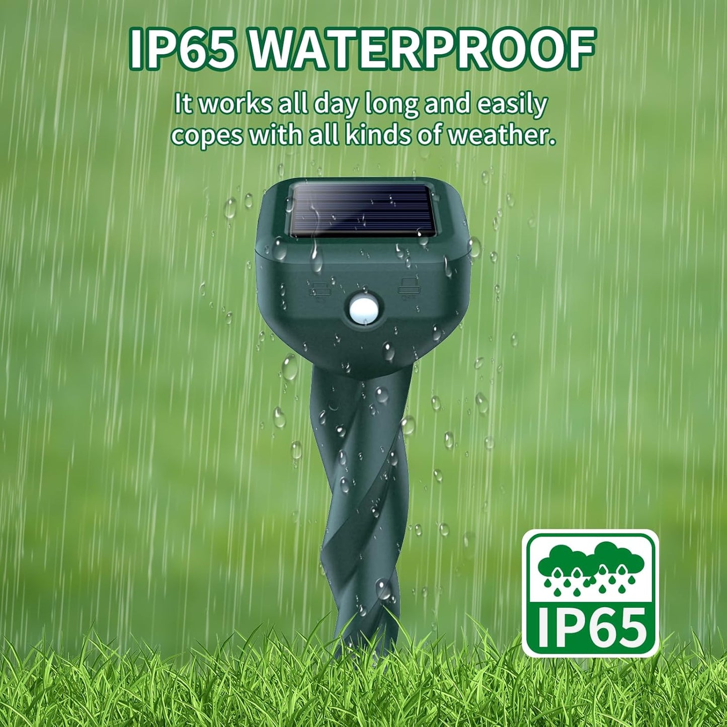 Mole Repellent Solar Powered, 4 Pack Snake & Skunk Repellent for Yard, IP 65 Waterproof Ultrasonic Deterrent Stakes, Get Rid for Rabbit, Gopher, Vole, Chipmunk, Deer, Groundhog for Lawns Garden