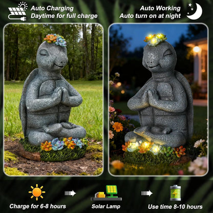 Solar Turtle Decor Garden Turtle Figurines with LED Light Birthday Gifts for Women Turtle Outdoor Decor for Patio Yard Garden Home Decor