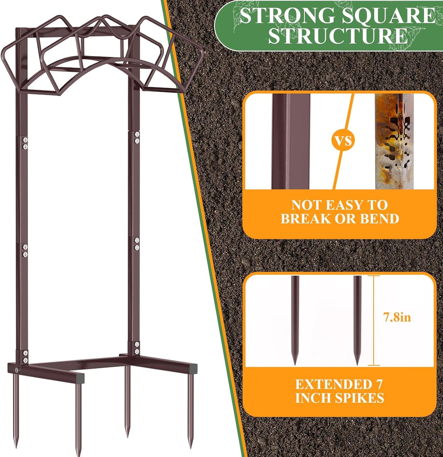 Super Stable Garden Hose Holder, Detachable Water Hose Holders Hose Storage Hold 160-Feet Hose, Water Hose Holder for Outside, Yard, Lawn, Farm (Bronze)