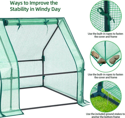 Ohuhu Portable Mini Greenhouse, 71"x36"x36" Greenhouses for Outdoors with Dual Large Zipper Doors & Ground Stakes, Waterproof & UV Protected Plastic Green House for Outside Garden Patio Backyard