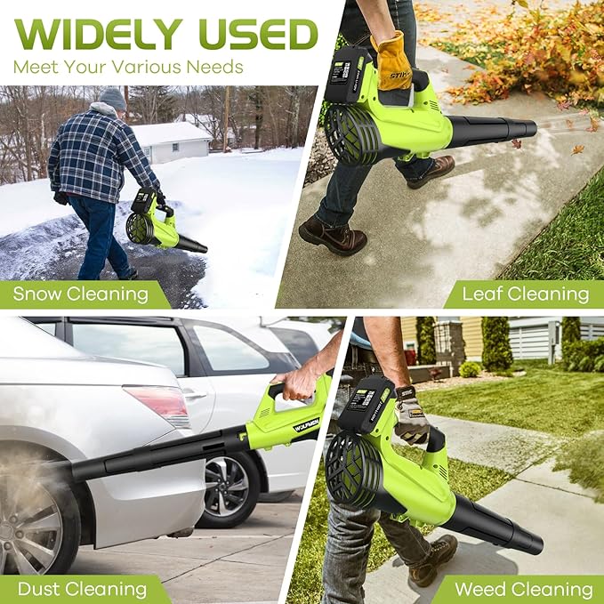 Leaf Blower, Electric Cordless Leaf Blower with 2 Batteries and Charger, 2 Speed Mode, Lightweight Leaf Blowers for Blowing Leaves, Lawn Care, Patio Cleaning and Dust